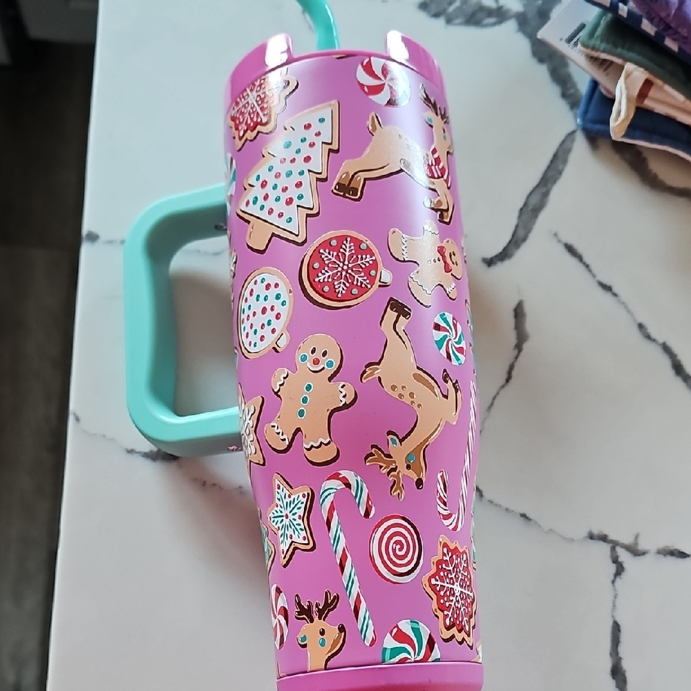Simply Belle /Simply Southern Pink Holiday Tumbler with Straw